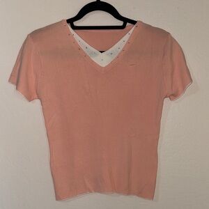 Peach V-Neck Women's Top